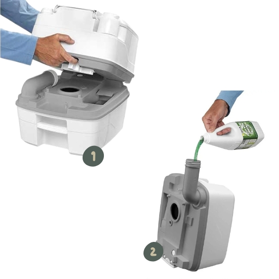 Filling the Porta Potti waste tank